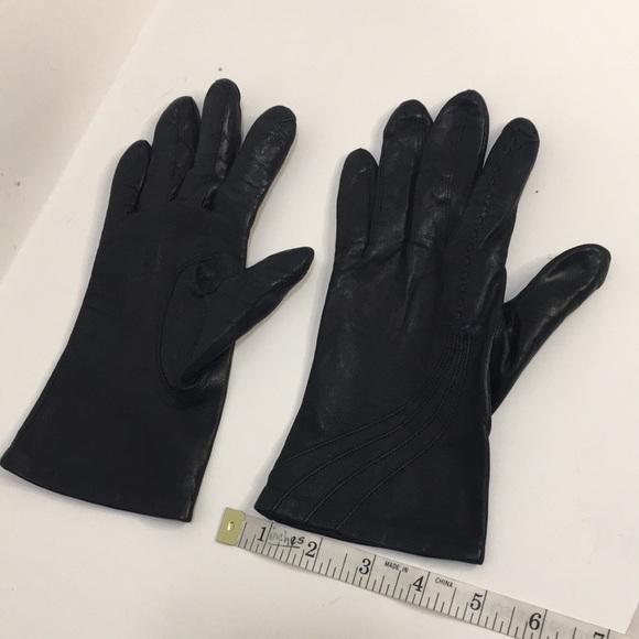 GENUINE Leather Women Black Gloves Size S - Picture 7 of 12
